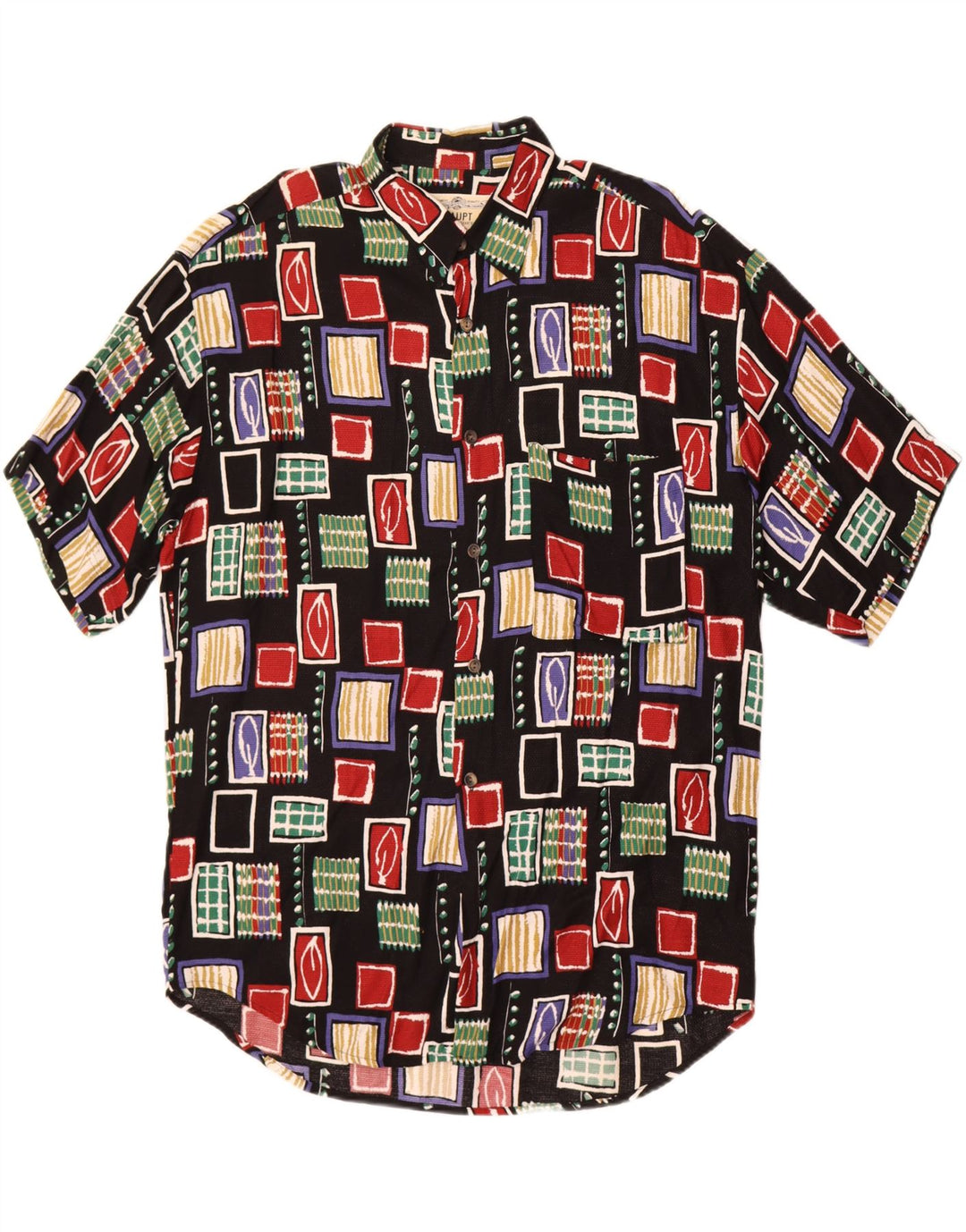 Haupt Chemise à manches courtes pour hommes XL Noir Géométrique