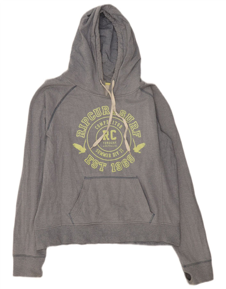 RIP CURL Pull à capuche graphique pour femme UK 16 Grand coton gris