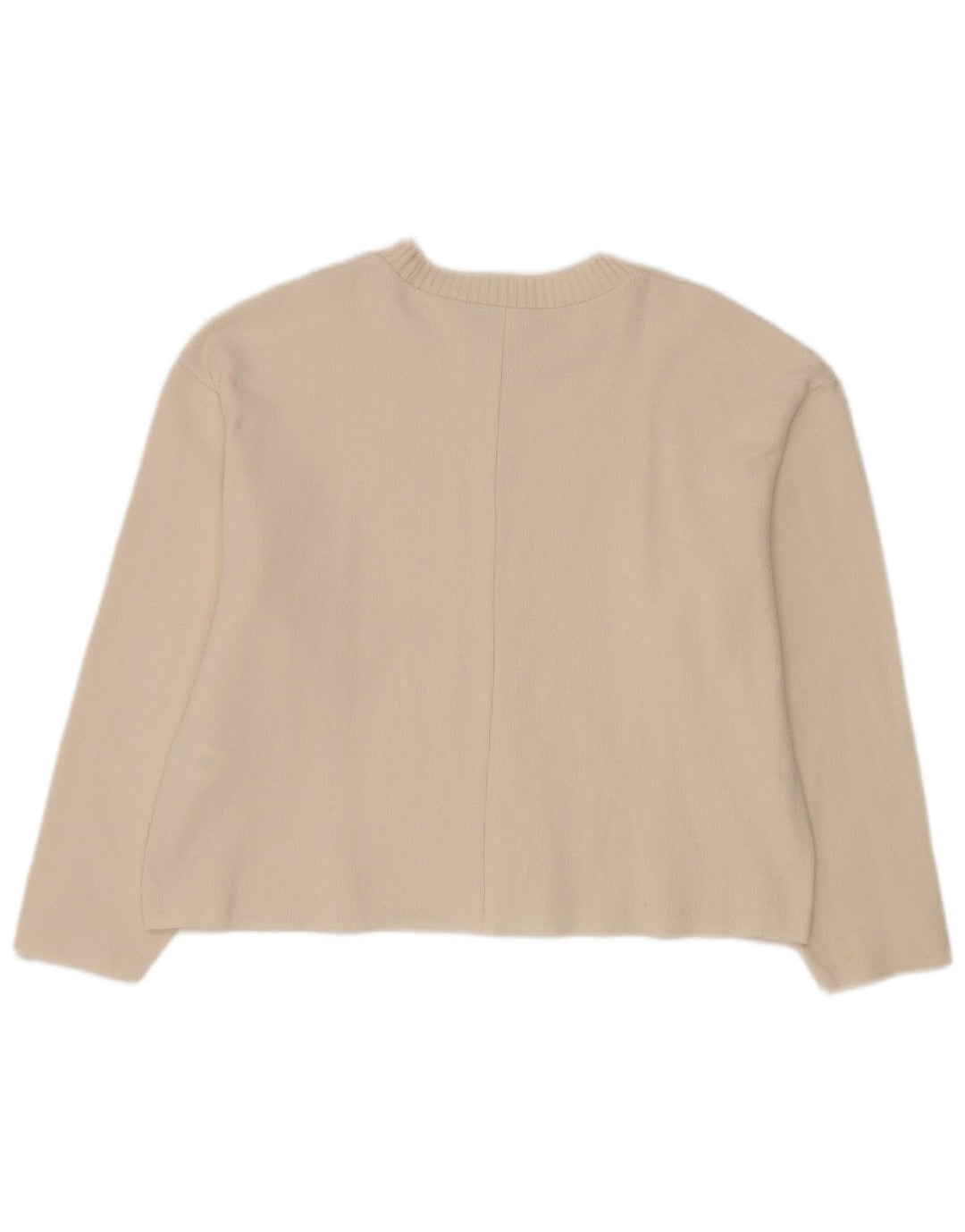 Zara Pull ras du cou pour femme UK 14 Medium Blanc Polyester