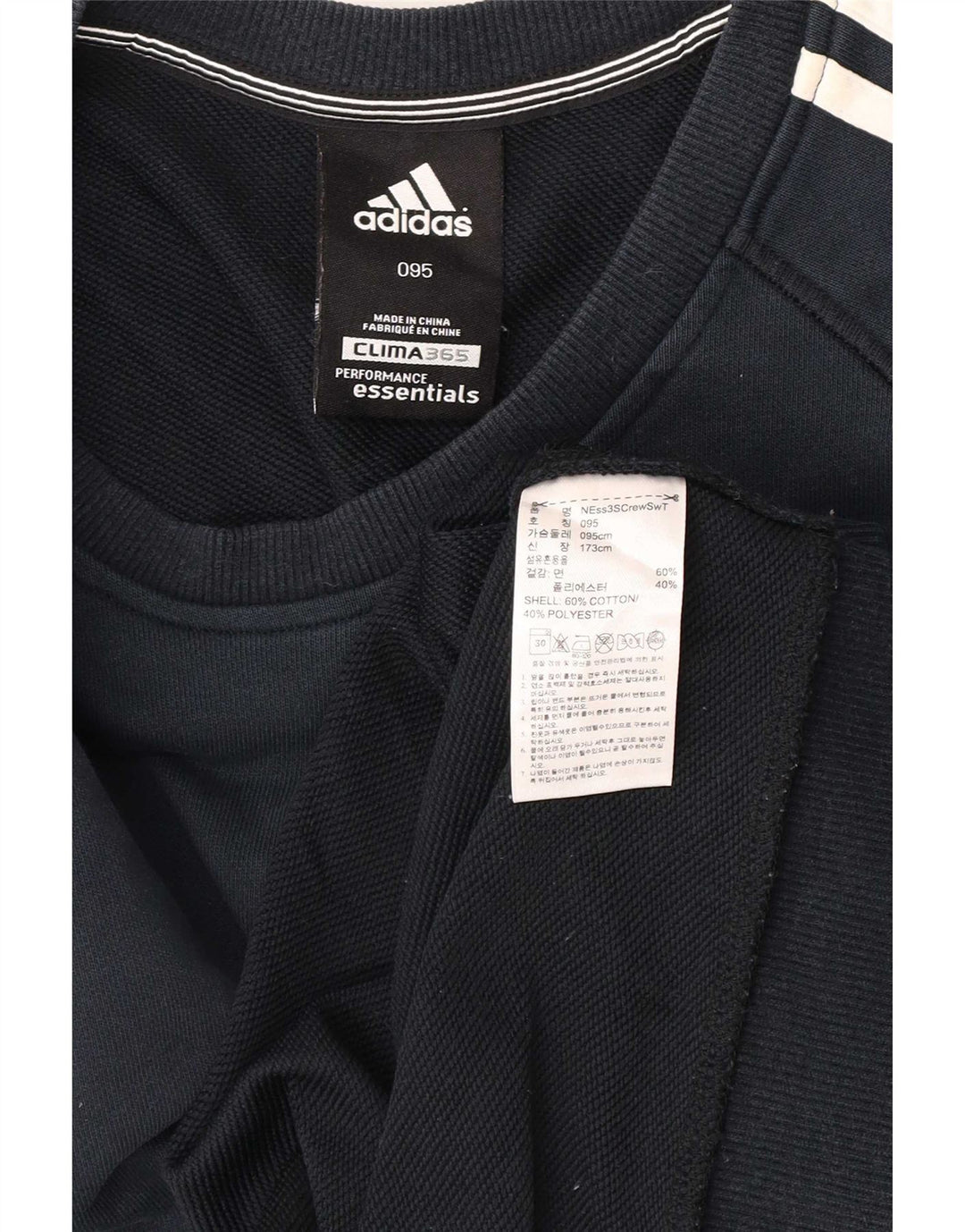 Adidas Hommes Clima 365 Sweatshirt Jumper Petit Bleu Marine Coton