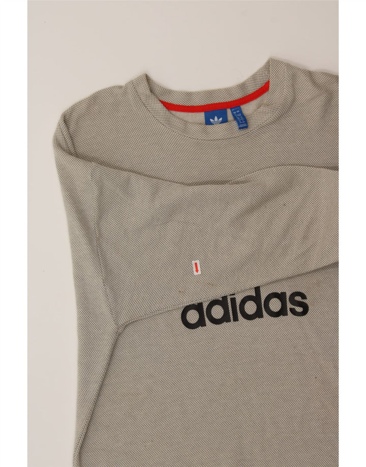 ADIDAS Womens Oversized Sweatshirt Jumper UK 8 Small Grey Houndstooth Vintage Adidas and Second-Hand Adidas from Messina Hembry 