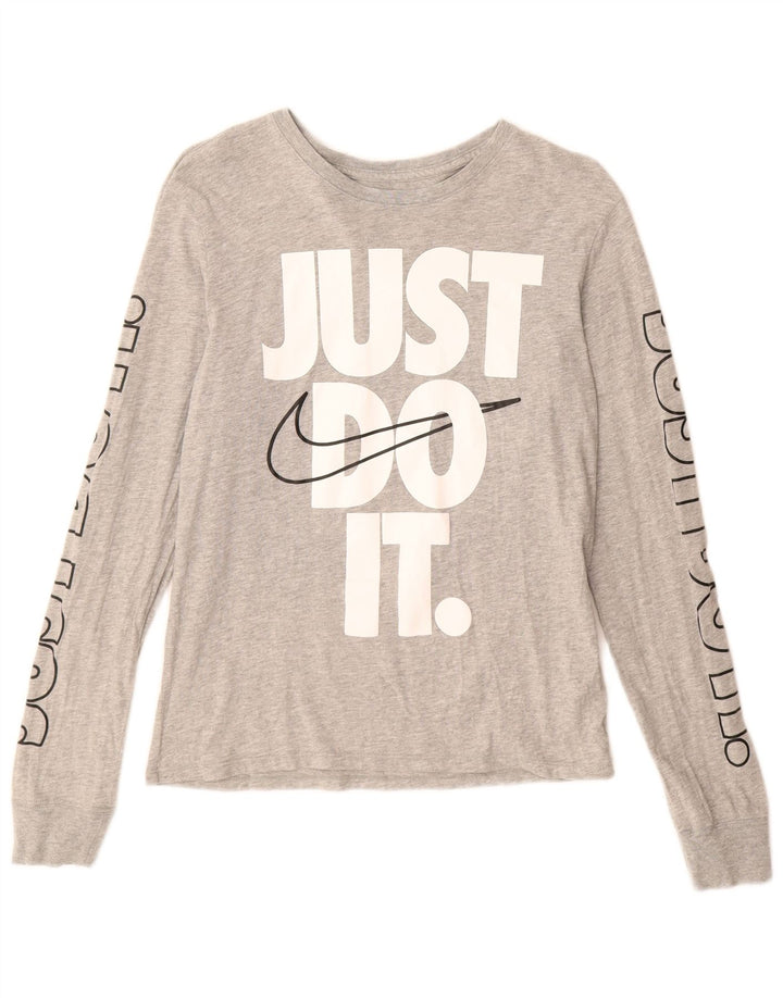 Nike Femme Athletic Cut Graphic Top Manches Longues UK 10 Petit Gris Moucheté