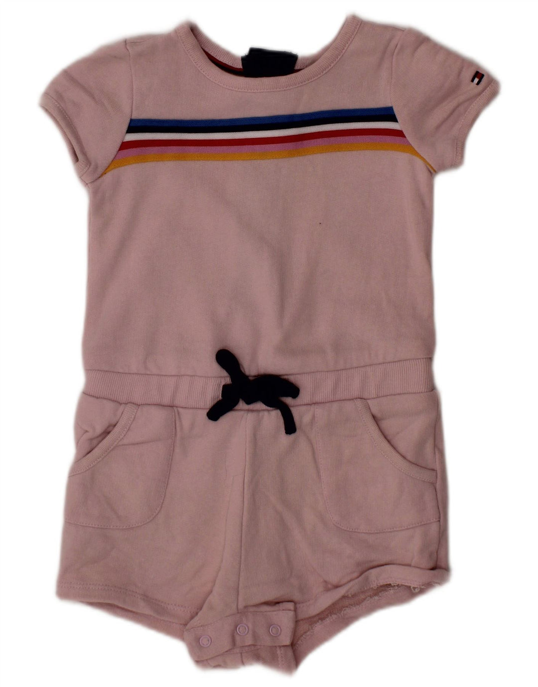 TOMMY HILFIGER Combishort bébé fille 6-9 mois en coton rayé rose