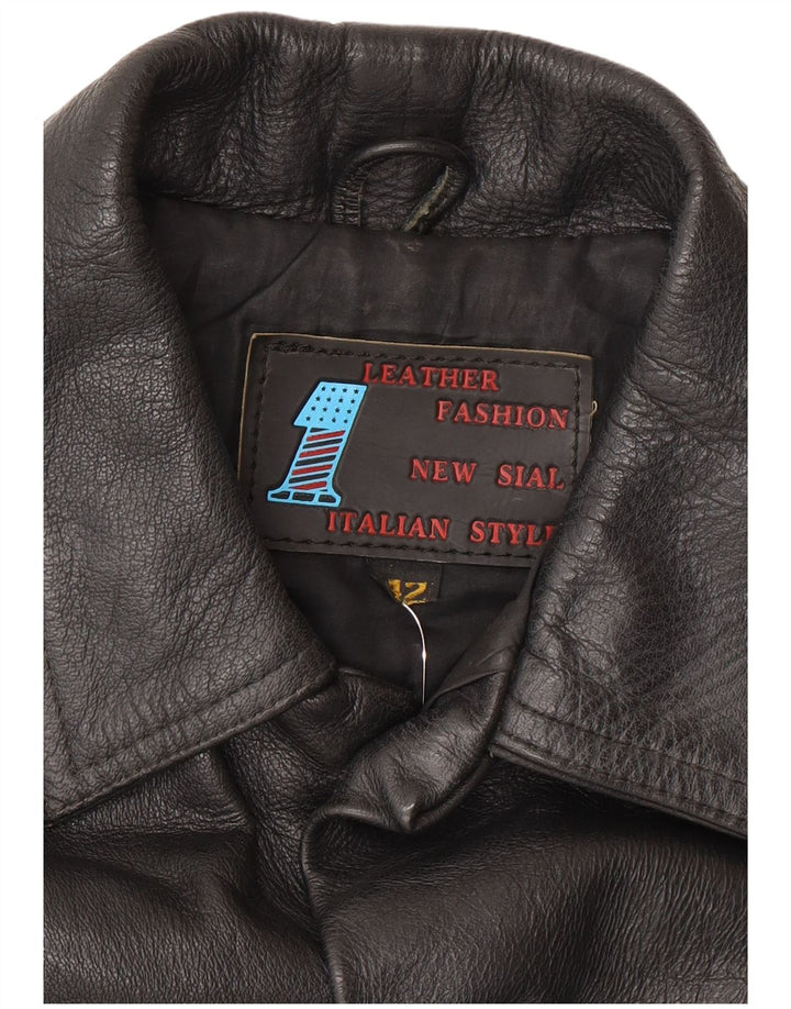 Veste en cuir femme vintage IT 42 Cuir noir moyen