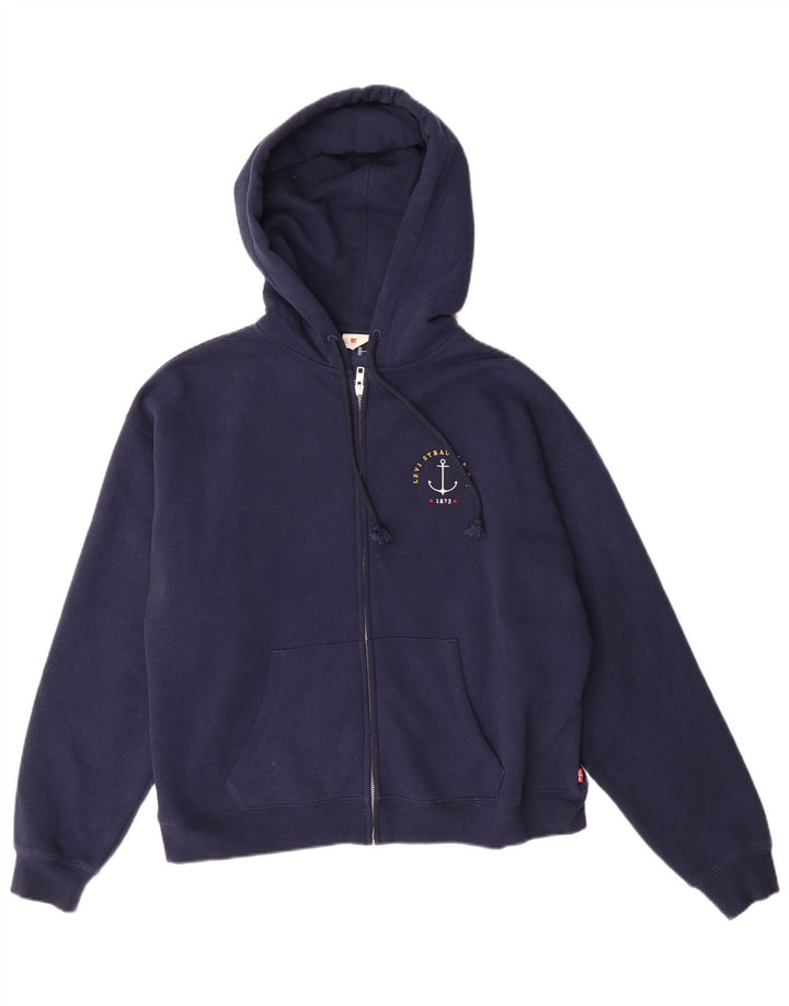 LEVI'S Pull à capuche zippé surdimensionné pour femme UK 10 Petit Bleu marine