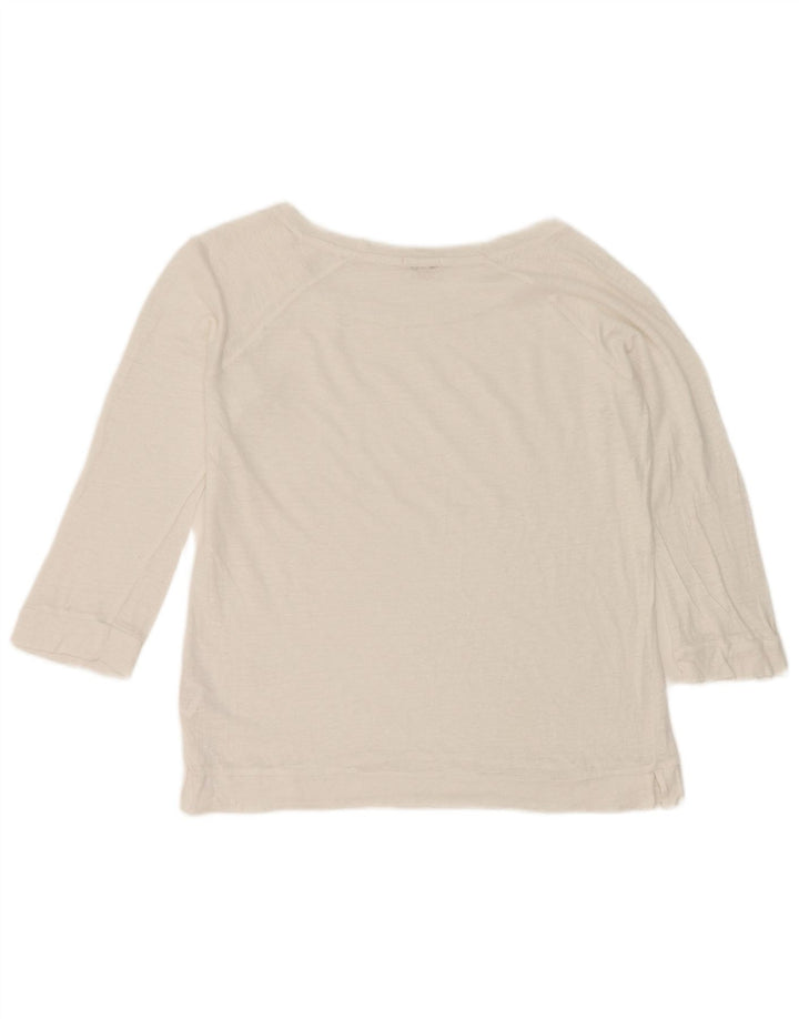 Jigsaw Haut pour Femme Manches 3/4 UK 10 Petit Lin Blanc