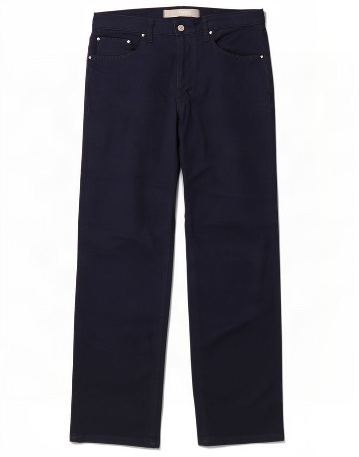 Versace Pantalon décontracté droit pour homme W34 L32 Bleu marine Polyester