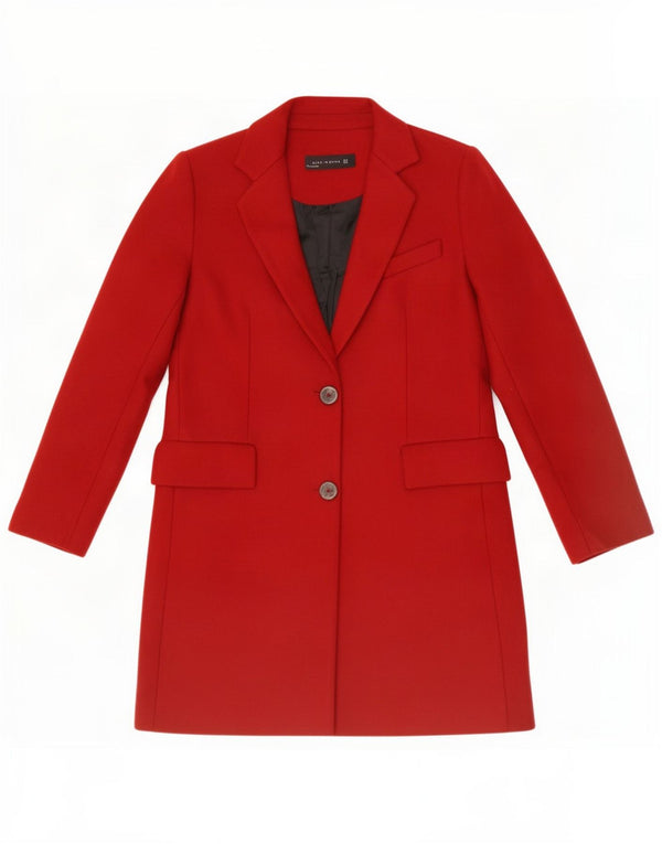Zara Veste blazer longue à 2 boutons pour femme UK 14 Rouge moyen