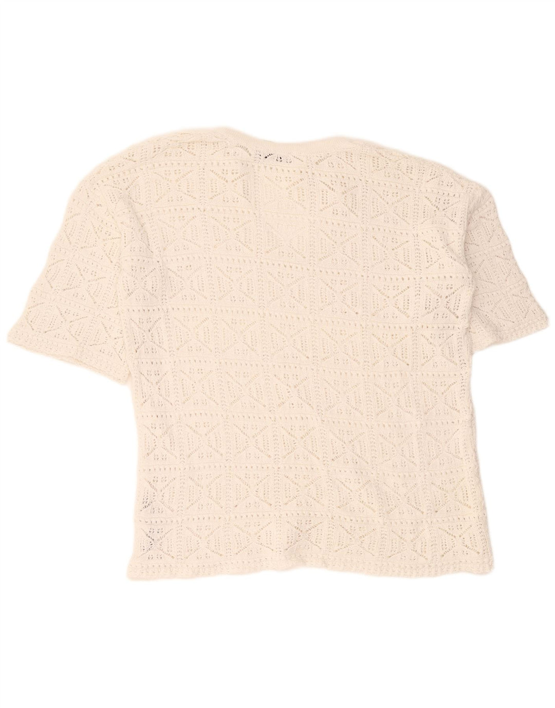 Zara Womens Oversize Crochet Blouse Top UK 10 Petit Coton Blanc