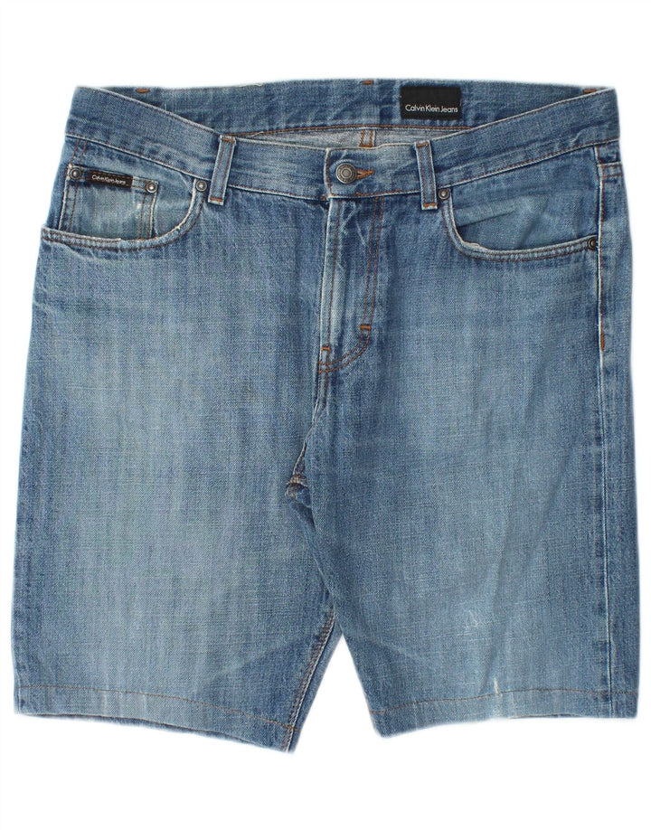 CALVIN KLEIN Short en jean pour homme W34 Large Bleu Coton