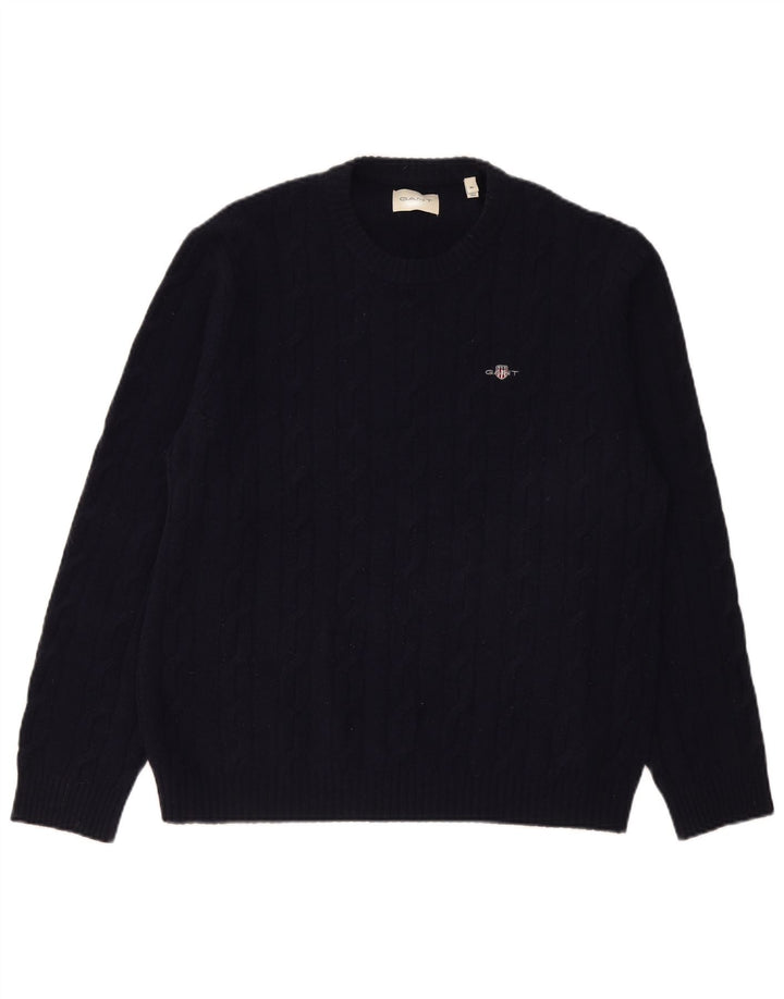 Gant Pull col rond homme XL bleu marine laine d'agneau