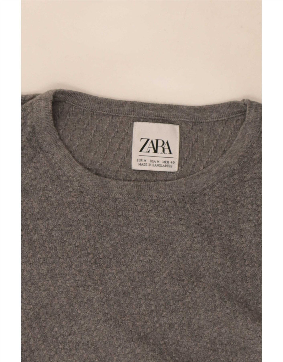 Zara Pull Col Ras Du Cou Homme Gris Moyen