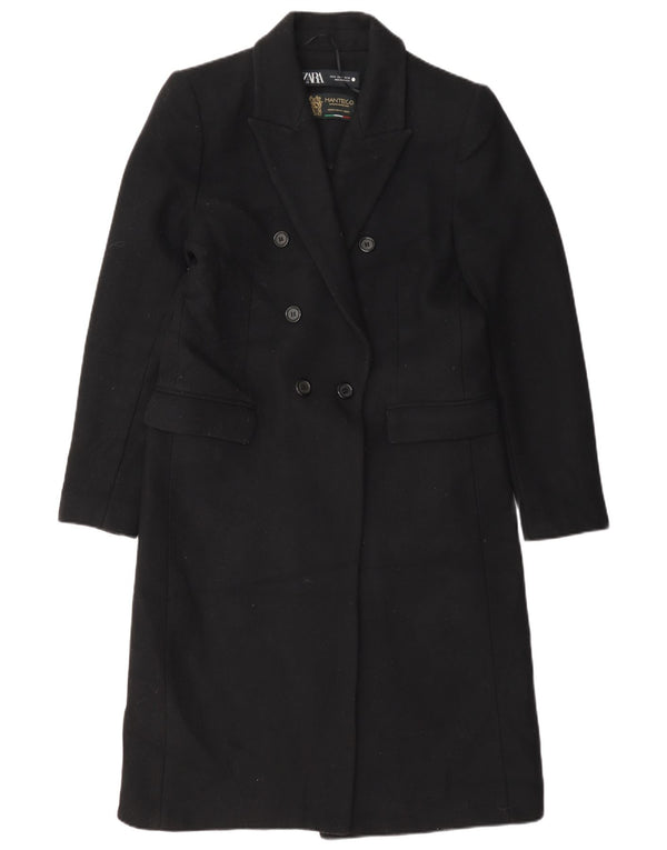 Zara Manteau croisé pour femme UK 14 Medium Noir Polyester