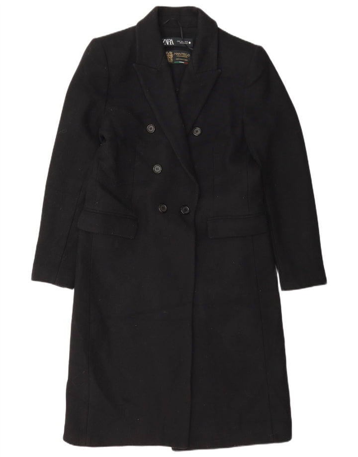 Zara Manteau croisé pour femme UK 14 Medium Noir Polyester