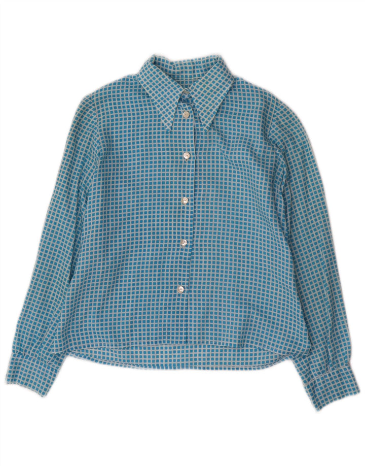 chemise femme vintage UK 10 Petit chèque bleu