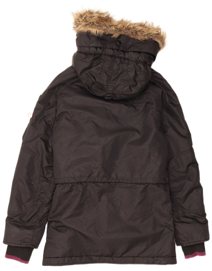 Superdry Veste matelassée à capuche pour hommes UK 38 Medium Black Nylon