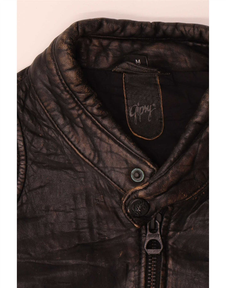 Gypsy Veste en cuir pour homme UK 38 Medium Noir