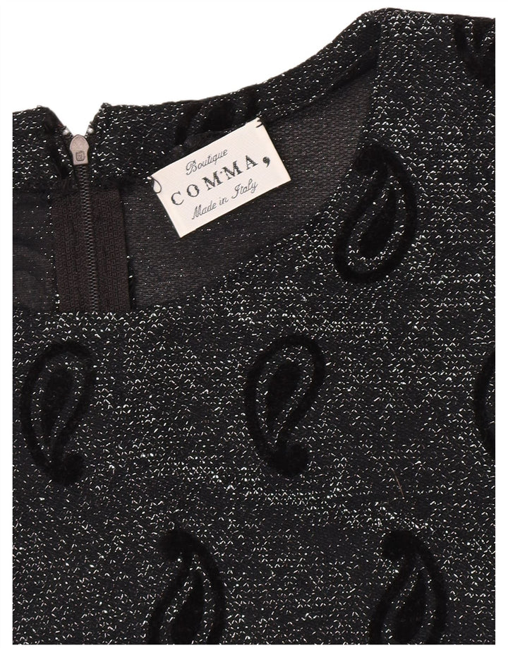 Comma, Haut Chemisier Court Femme UK 16 Large Black Paisley