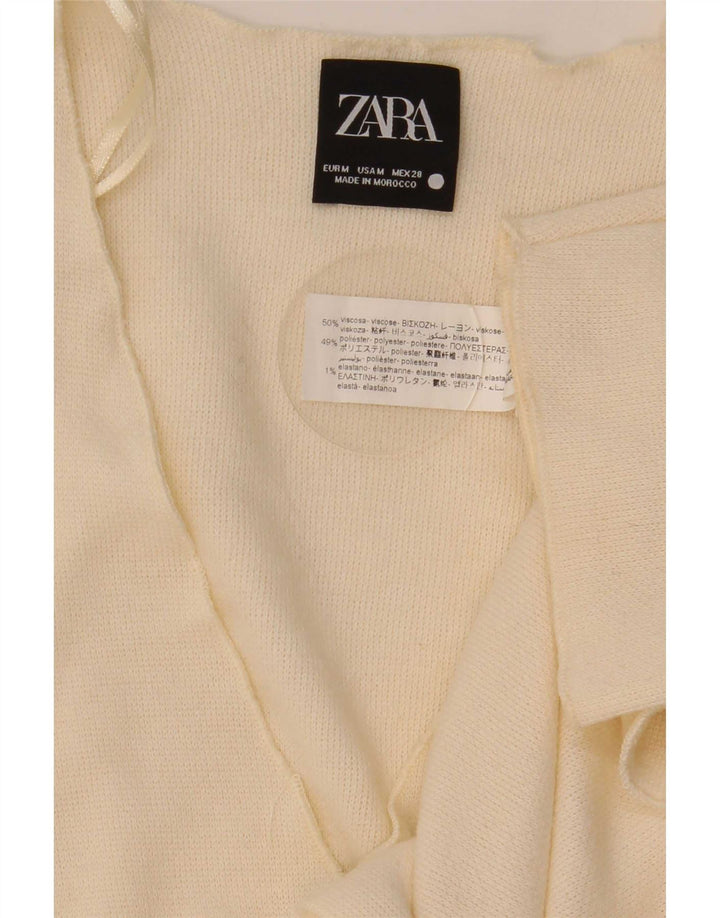 Zara Femme Cardigan Top UK 14 Medium Off White Viscose