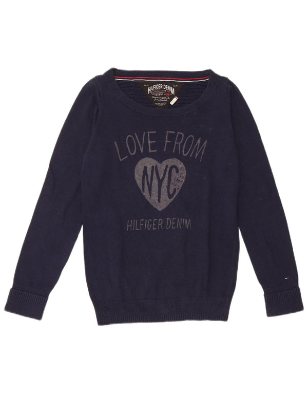 Tommy Hilfiger Pull col bateau pour femme UK 10 Petit Bleu marine