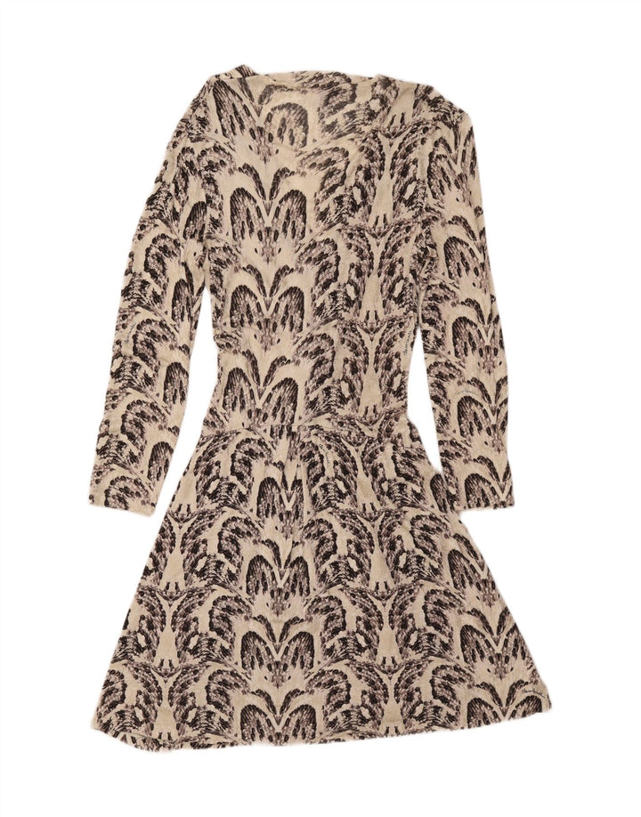 Roberto Cavalli Robe trapèze à motif abstrait pour femme IT 46 Large Blanc cassé