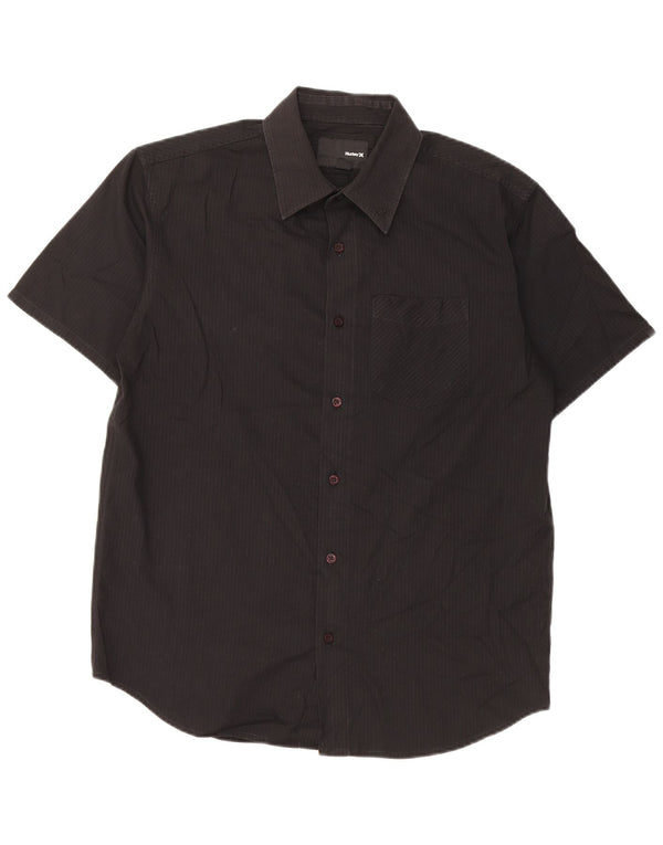 Hurley Chemise à manches courtes pour homme en coton à fines rayures noires