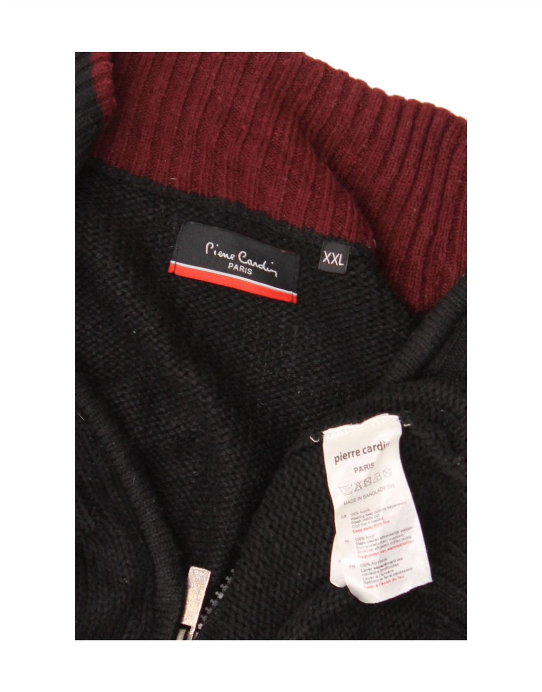 PIERRE CARDIN Pull col zippé pour femme UK 20 2XL Acrylique noir