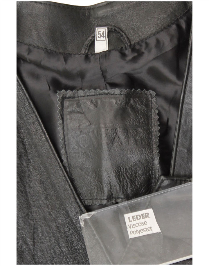 gilet en cuir homme vintage EU 54 XL Cuir Noir
