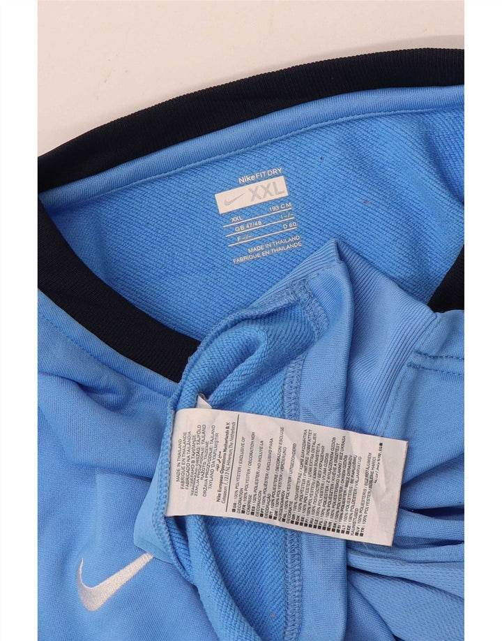 Nike Haut à manches longues pour hommes UK 47/48 2XL Bleu Colorblock Polyester
