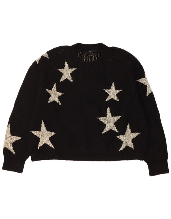 All Saints Pull ras du cou pour femme UK 10 Petit Noir Géométrique