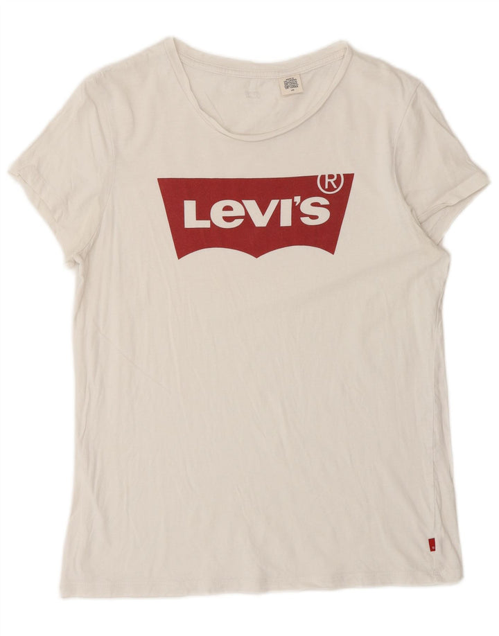 LEVI'S T-shirt graphique pour femme UK 14 Large Blanc