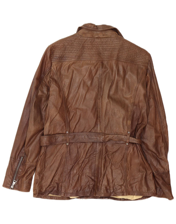David Moore Veste de motard en cuir pour femme UK 16 Large Marron
