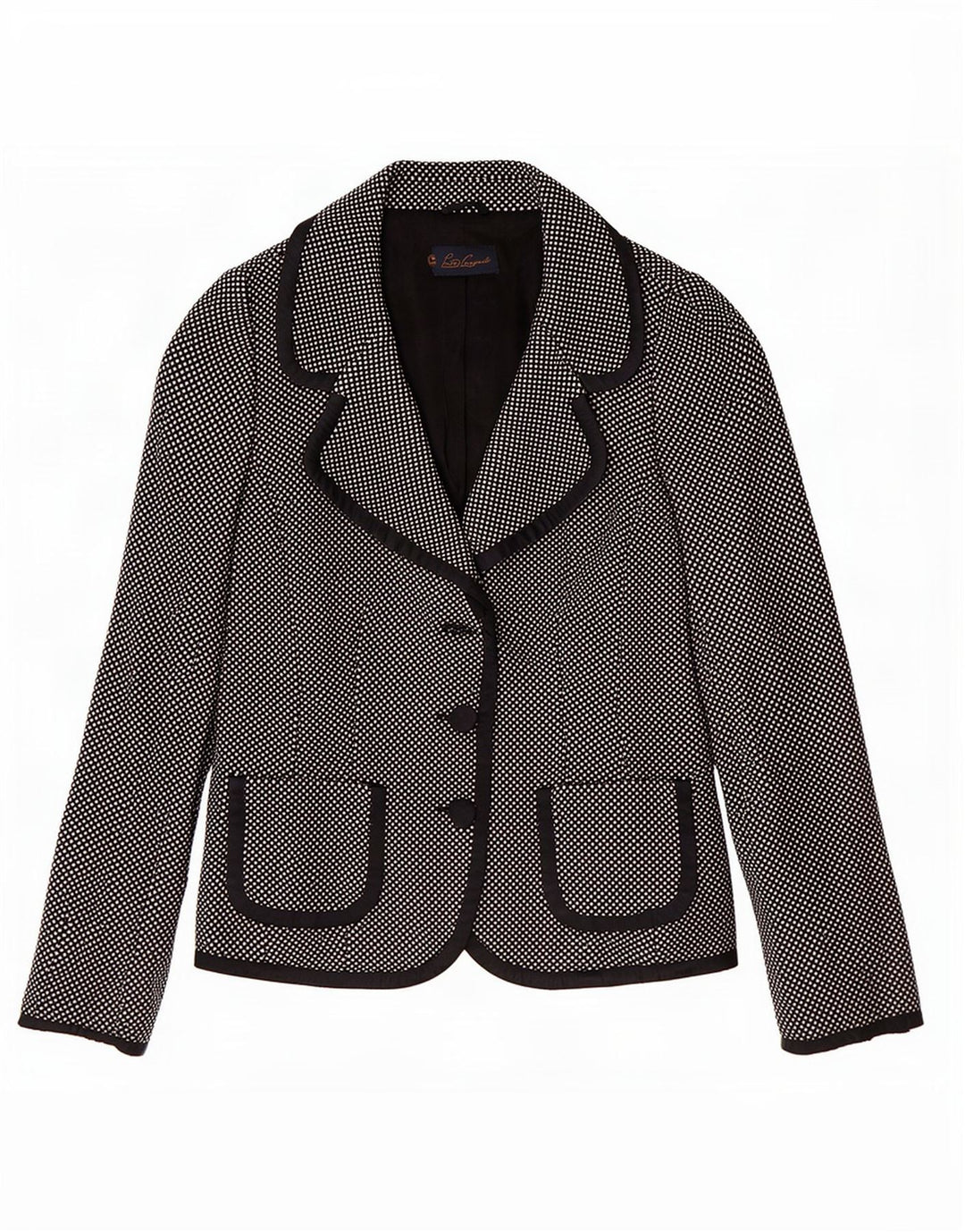 Luisa Spagnoli Veste blazer à 3 boutons pour femme UK 10 Petite laine mouchetée noire