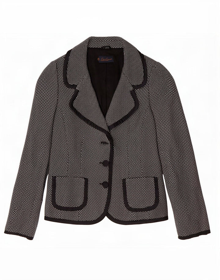 Luisa Spagnoli Veste blazer à 3 boutons pour femme UK 10 Petite laine mouchetée noire