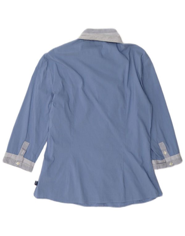 Trussardi Jeans Chemise à manches 3/4 pour femme UK 12 Bleu moyen à fines rayures
