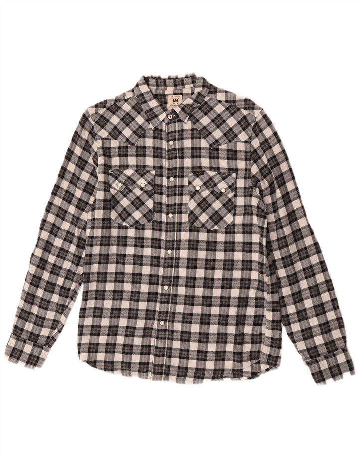 Lee Chemise en flanelle coupe régulière pour homme, petit coton à carreaux noirs