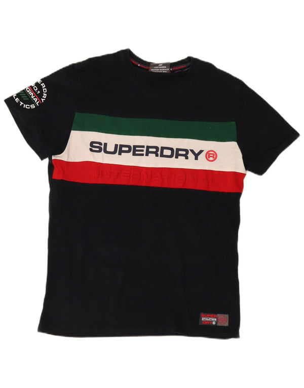 Superdry T-shirt graphique pour homme en coton color block grand noir
