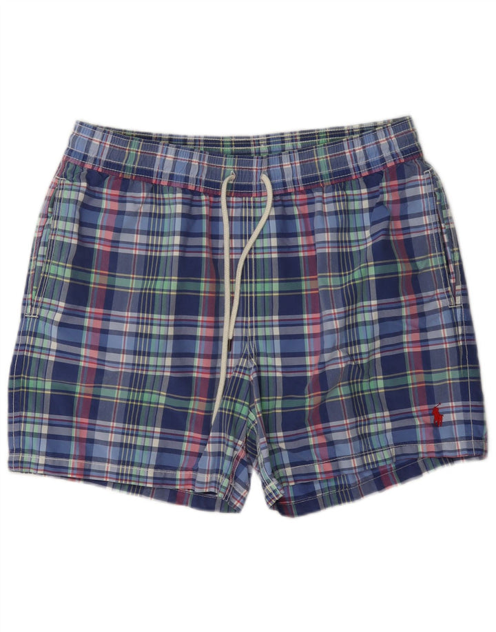 Polo Ralph Lauren Short de bain homme en coton à carreaux bleu moyen
