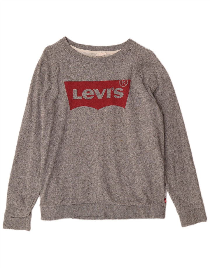 Levi's Sweat-Shirt Graphique Femme UK 44 Gris Moyen Coton