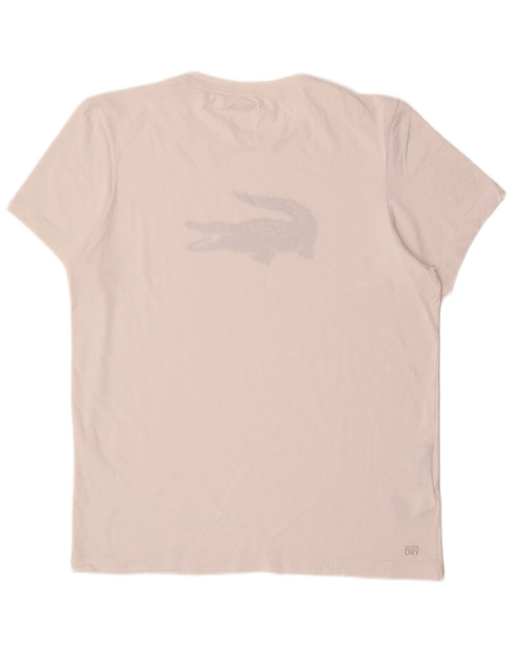 LACOSTE Homme T-Shirt Graphique Top Taille 5 Grand Coton Blanc