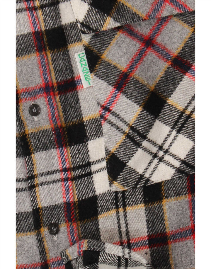chemise en flanelle vintage pour hommes grand chèque gris