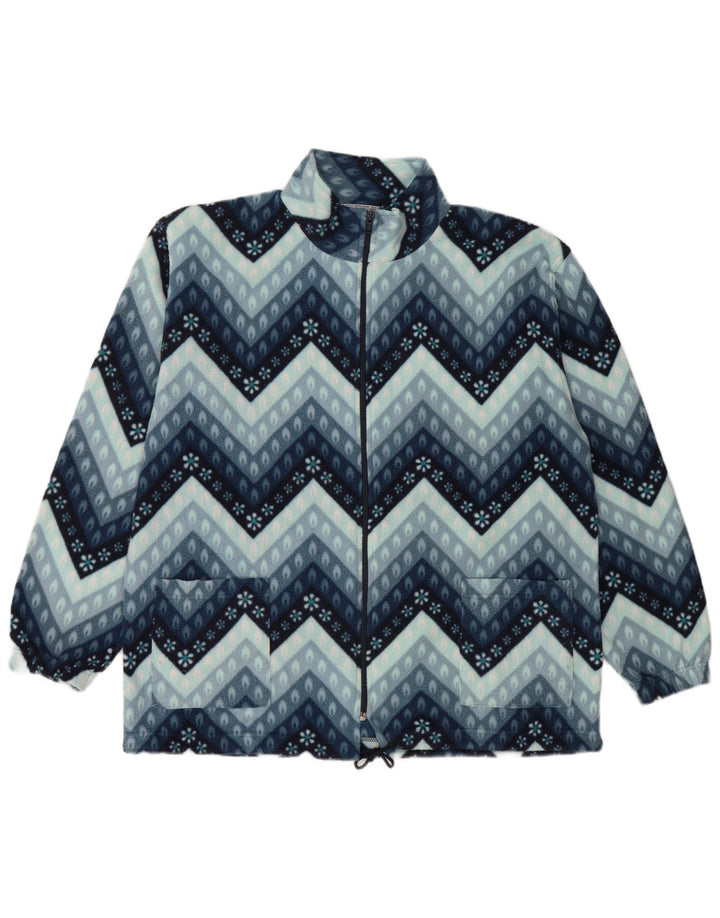 vintage Mens Fleece Jacket UK 40 Grand Bleu Géométrique