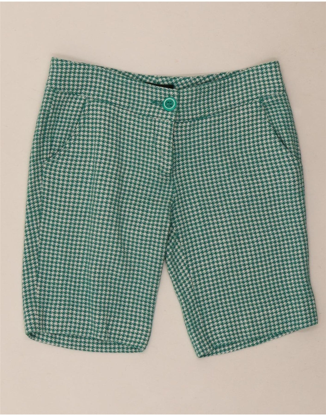 ROCCOBAROCCO Short Chino Femme US 6 Medium W30 Vert Pied-de-Poule Laine