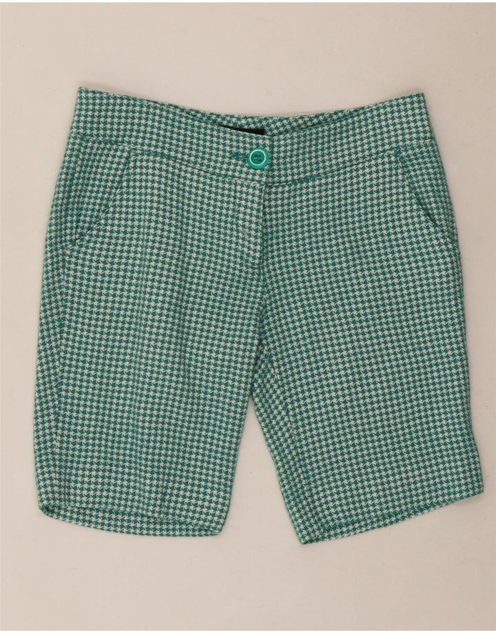 ROCCOBAROCCO Short Chino Femme US 6 Medium W30 Vert Pied-de-Poule Laine