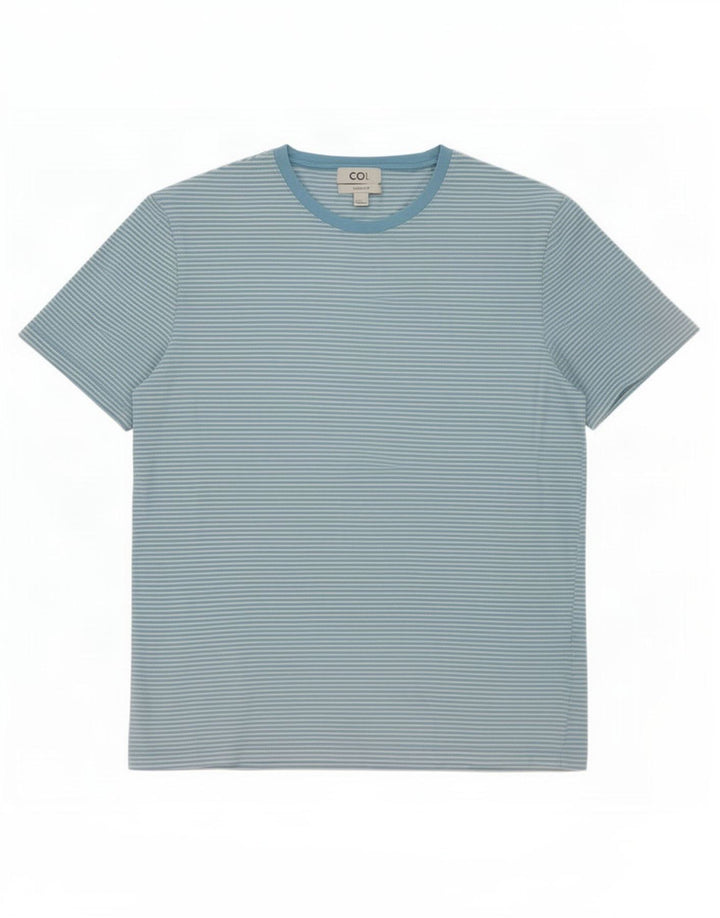 Cos T-shirt régulier pour homme en coton à fines rayures bleu moyen