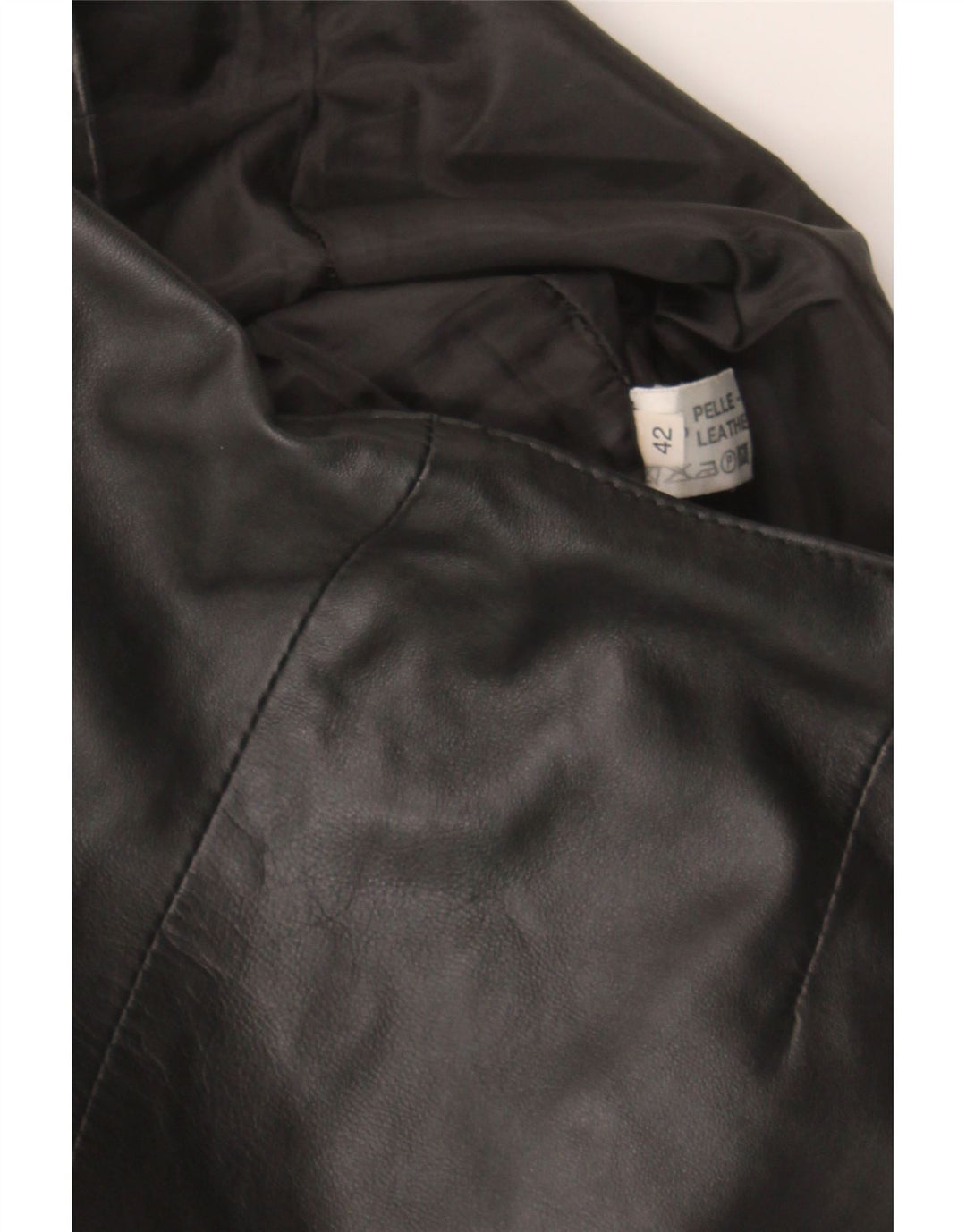 VINTAGE Womens Leather Skirt IT 42 Medium W28  Black Colourblock Leather Vintage Vintage and Second-Hand Vintage from Messina Hembry 