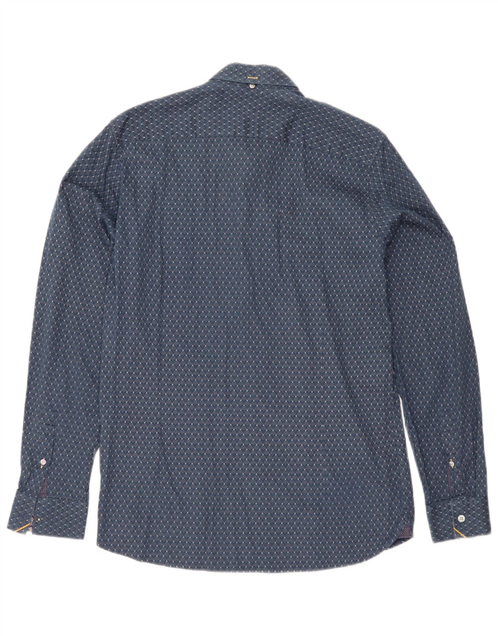 Ted Baker Chemise Homme Taille 3 Coton Floral Bleu Marine Moyen