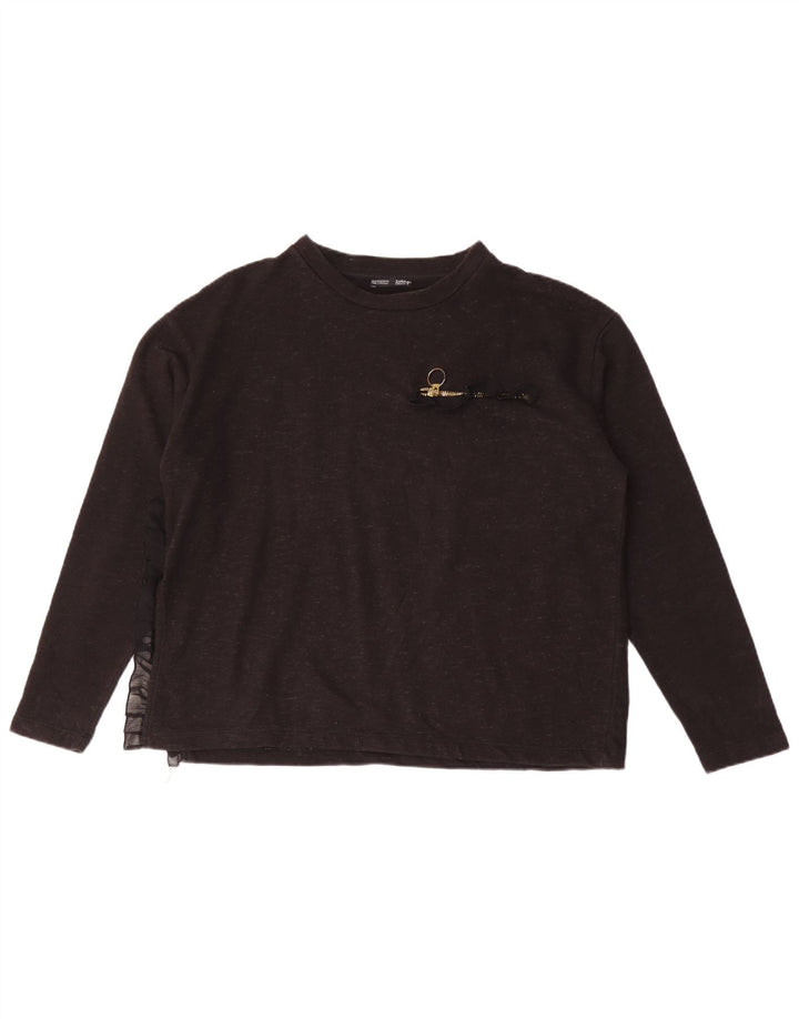 Zara Femme Top Manches Longues UK 44 Medium Noir Moucheté