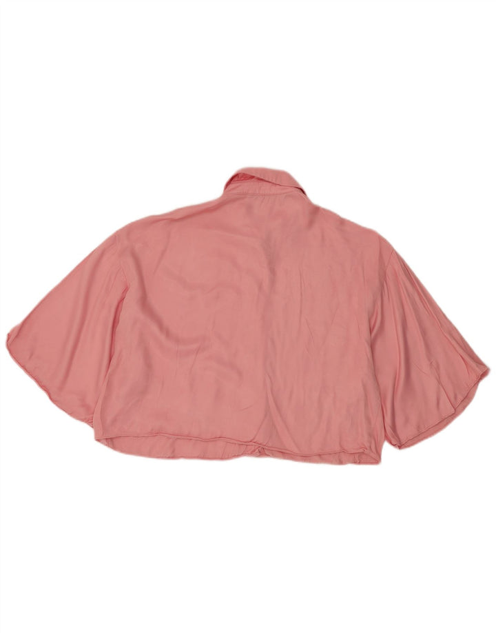 ZARA Womens Crop Batwing Shirt Blouse UK 14 Rose Moyen Viscose