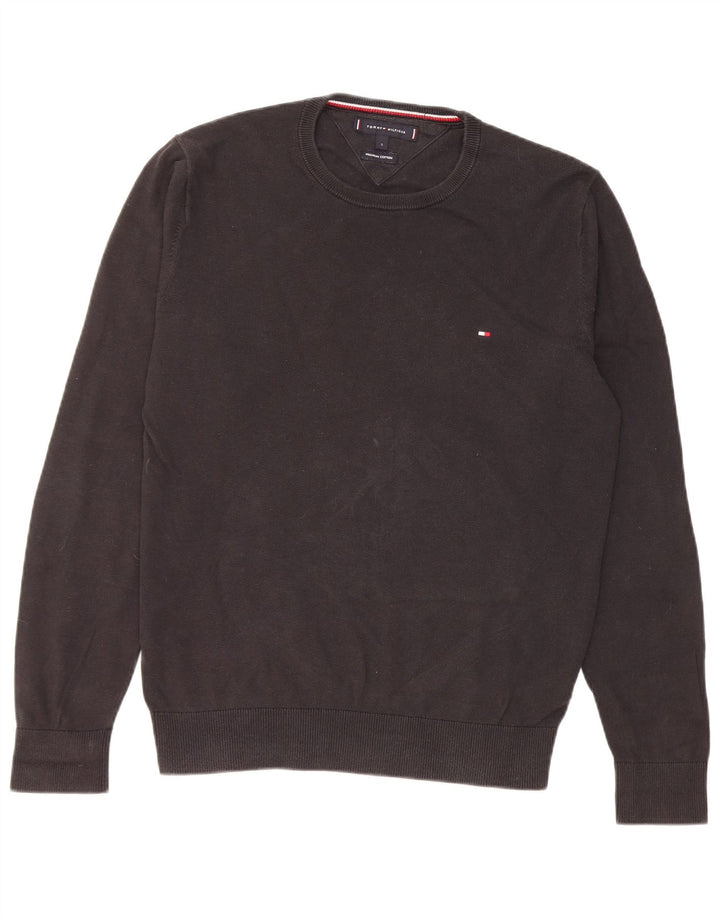 Tommy Hilfiger Pull à col rond pour femme Petit coton noir